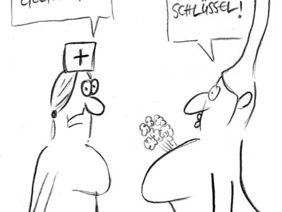 Ihr Mann ist Heimgegangen (gestorben). Der Depp hat doch gar keinen Schlüssel!